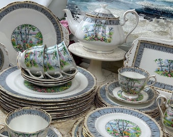 Royal Albert Silver Birch Pattern Dinner Setting for Six - Etsy
