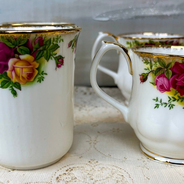 Unused Vintage Royal Albert Old Country Roses Mugs/ Hot chocolate/ Coffee Cups in Montrose, Lyric, and Bristol beaker Shapes, 1st quality