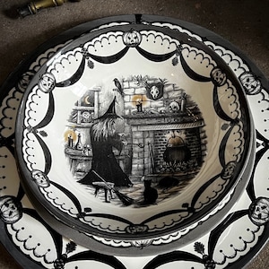 Witches Spell individual plates/bowls with choice of 12 piece dinner set for 4 people, Limited Edition Spookyville Royal Stafford England