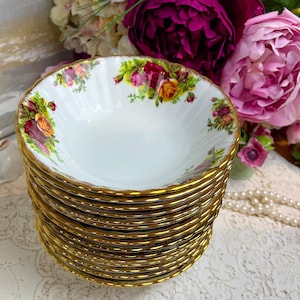 Vintage Royal Albert Old Country Roses 6.25&quot; Coupe cereal bowls sets of 4, 6, 8, 12, and 16, Replacement English Bone china