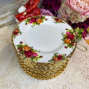 8.25&quot; Salad Plate Royal Albert Old Country Roses individuals and sets of 4, 8, 12, and 16, Vintage Replacement English Bone china