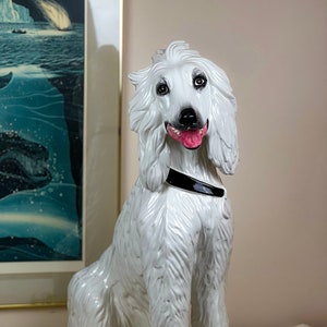 Vintage Life-size 1970’s mid century Italian Ceramic Hand Made Afghan Hound sculpture, Italian porcelain dog, Signed and numbered, gift