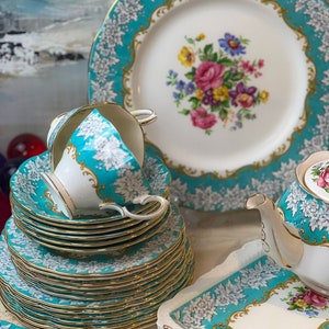 Vintage Royal Albert England Enchantment 5 piece Dinner place setting for 1 person and 20 Pc Dinnerware Set for 4 people, sold separately