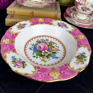 Rare Vintage Unused Royal Albert Lady Carlyle 8&quot; Rimmed Bowl, 10 available, made in england bone china,
