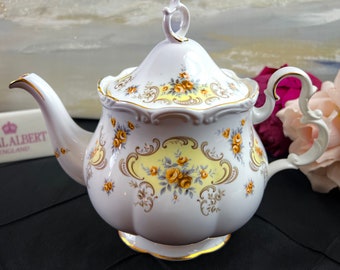 Very RARE Royal Albert September Song Large Teapot, Unused, Vintage English bone china