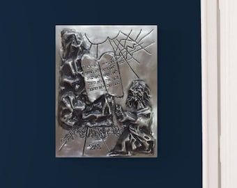 1979 Salvador Dali Moses and The Ten Commandments Limited Edition silver bas-relief with Certificate of Authenticity, appraised