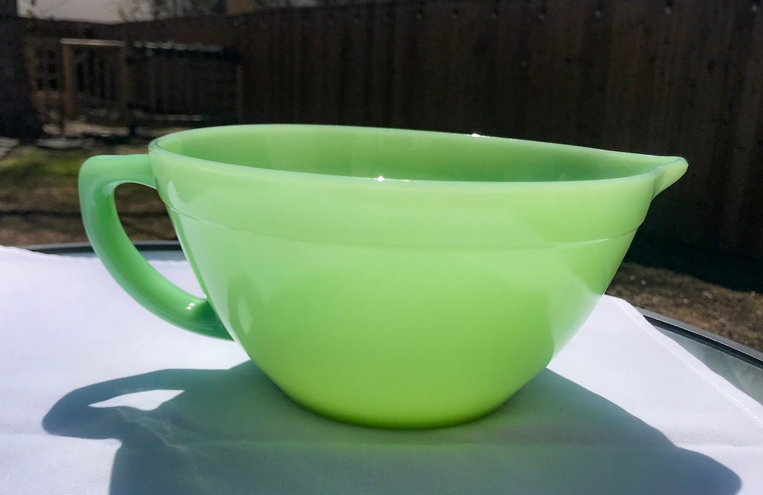 1950s Fire King Jadeite Glass Batter Bowl With Handle and Etsy
