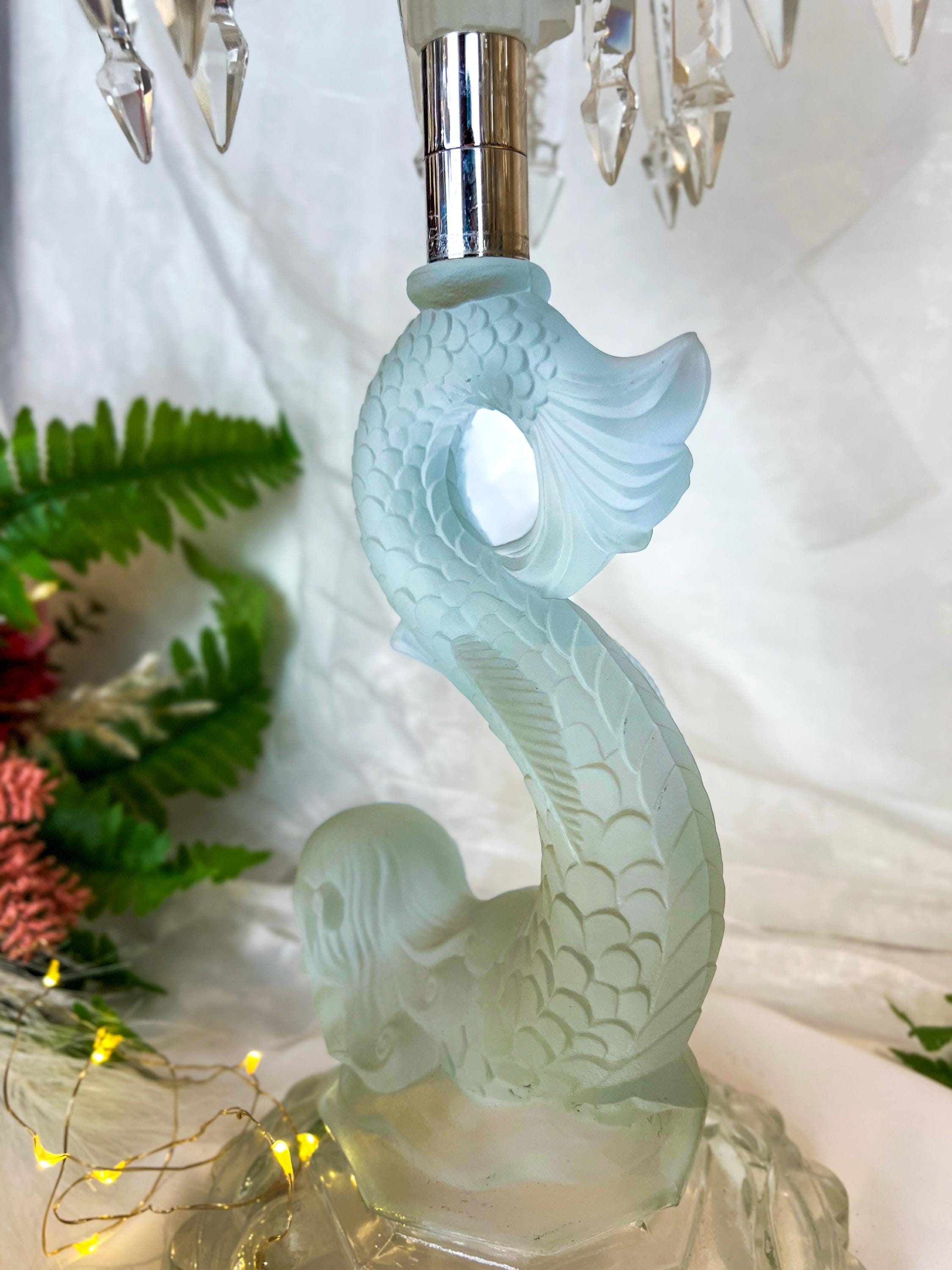 Vintage Baccarat Mermaid 3-arm Candelabra With Drop Luster Style