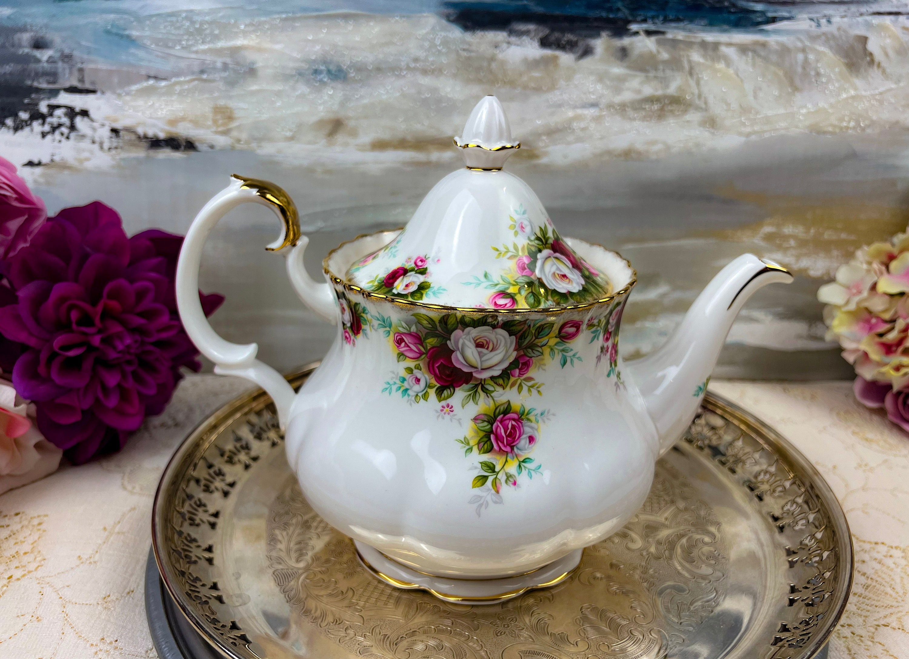 Vintage Royal Albert Celebration Large 6 Cup Teapot, English Bone