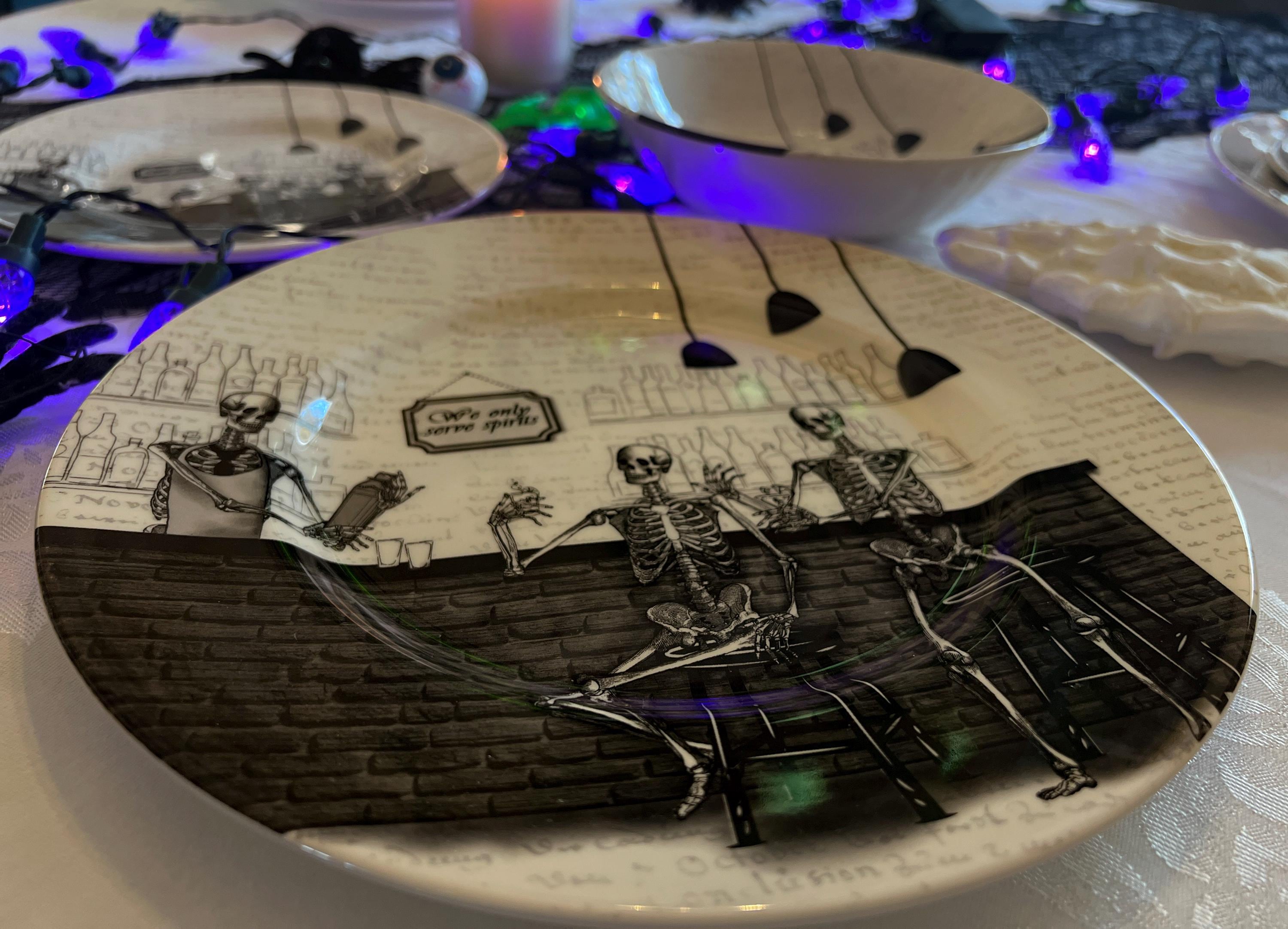 Skeleton Bar Lunch Plate and Cereal Bowls, Sold Separately, UNUSED