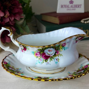 Vintage Royal Albert Celebration Gravy Boat and Plate, English Bone China gift