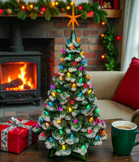 Extra Large Vintage Atlantic Mold Ceramic Christmas Tree, 20” Tall