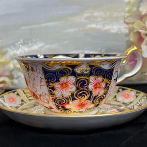 Antique Royal Crown Avon Teacup and Saucer in Traditional Imari Pattern #2451, 1st quality, 12 available, english bone china