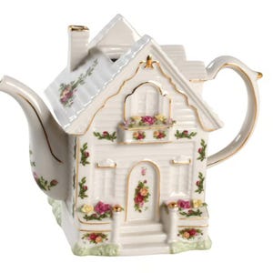 MYCKET SÄLLSYN Stor Royal Albert Old Country Roses Birdhouse Tekanna med lock, Nyskick