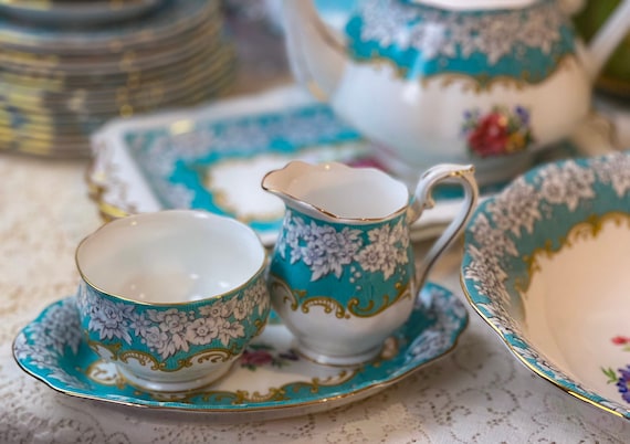 Vintage Royal Albert Enchantment Small Creamer Sugar With Tray Set 