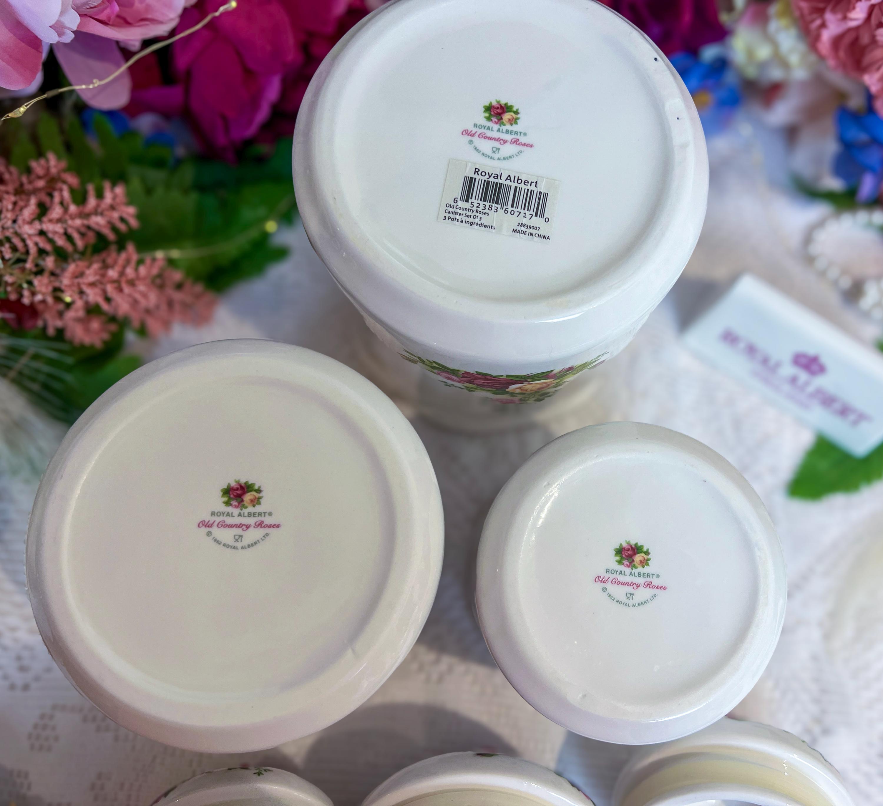 Royal Albert Old Country Roses Canisters: Vintage English Bone 