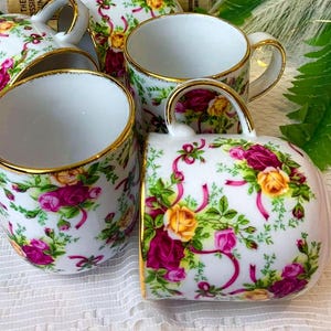 RARE Royal Albert Ruby Celebration Mugs, Old country roses, 8 available, sold individually