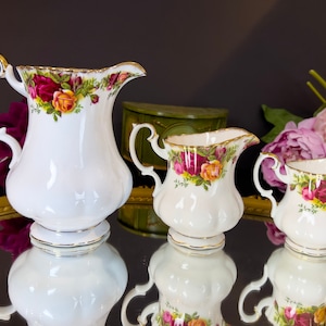 3 sizes of Vintage Royal Albert Old Country Roses Cream, jug, milk, pitcher, Sold Separately, small Creamer, 9 oz Cream,