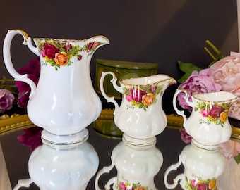 3 sizes of Vintage Royal Albert Old Country Roses Cream, jug, milk, pitcher, Sold Separately, small Creamer, 9 oz Cream,