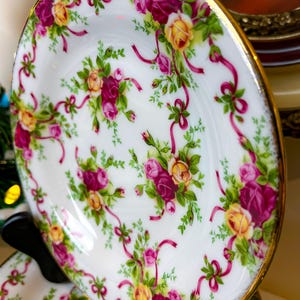 RARE Royal Albert Ruby Celebration Dessert/Lunch Plates 8", Old country roses, 20 available, sold individually