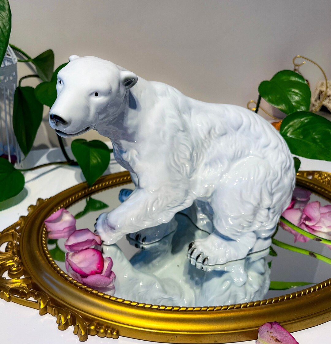 RARE Large Antique Royal Dux Polar Bear Figurine, Sculpture, Art
