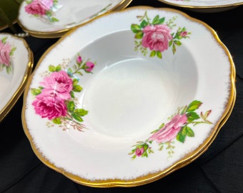 Vintage Royal Albert American Beauty 8" Rimmed Pasta Bowls in Mint condition, 8 available, unused, New, english bone china, Soup, crockery