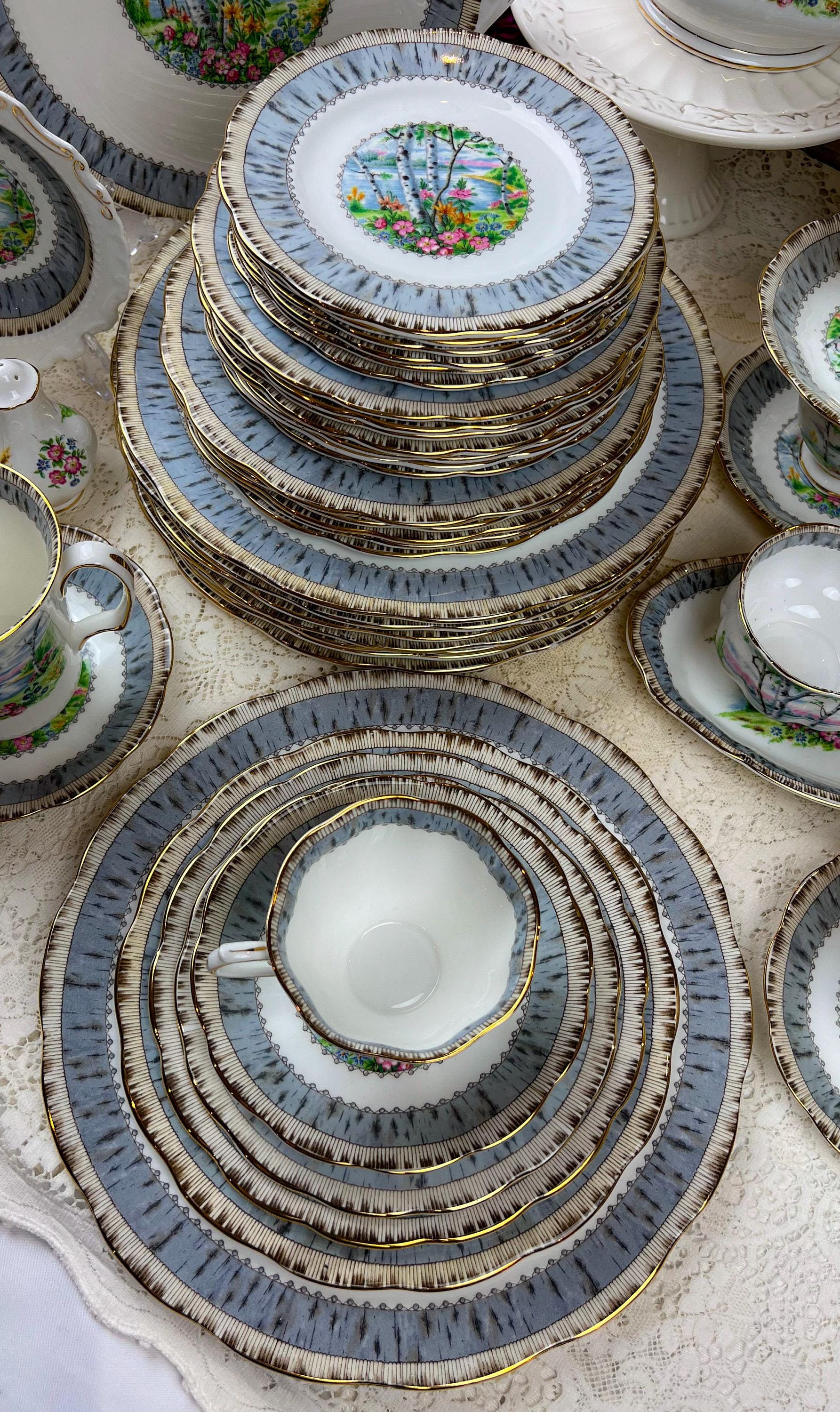 5 Piece Place Setting Vintage Royal Albert Silver Birch With