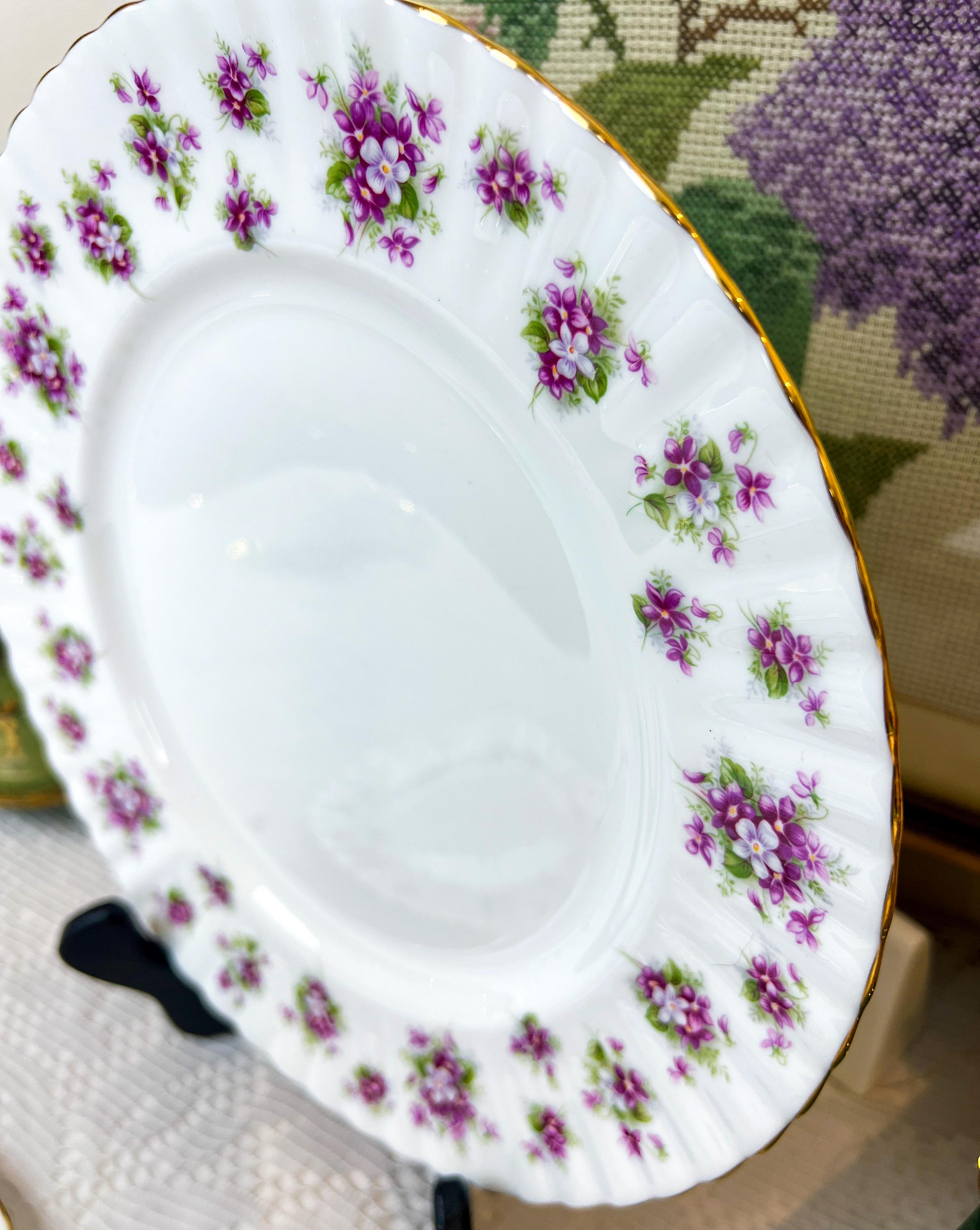 RARE Vintage Royal Albert Sweet Violets 5 Piece Place  Royal Albert Sweet Violet 5 piece place setting. 6 settings available main image 1