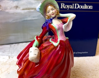 RARE Royal Doulton Figurine Autumn Breezes HN 1934 ~ Red Dress - Etsy