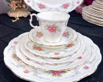 Vintage Royal Albert Tranquility serviesset (20 stuks), 5-delige couvertset voor 4 personen, gemaakt in Engeland.