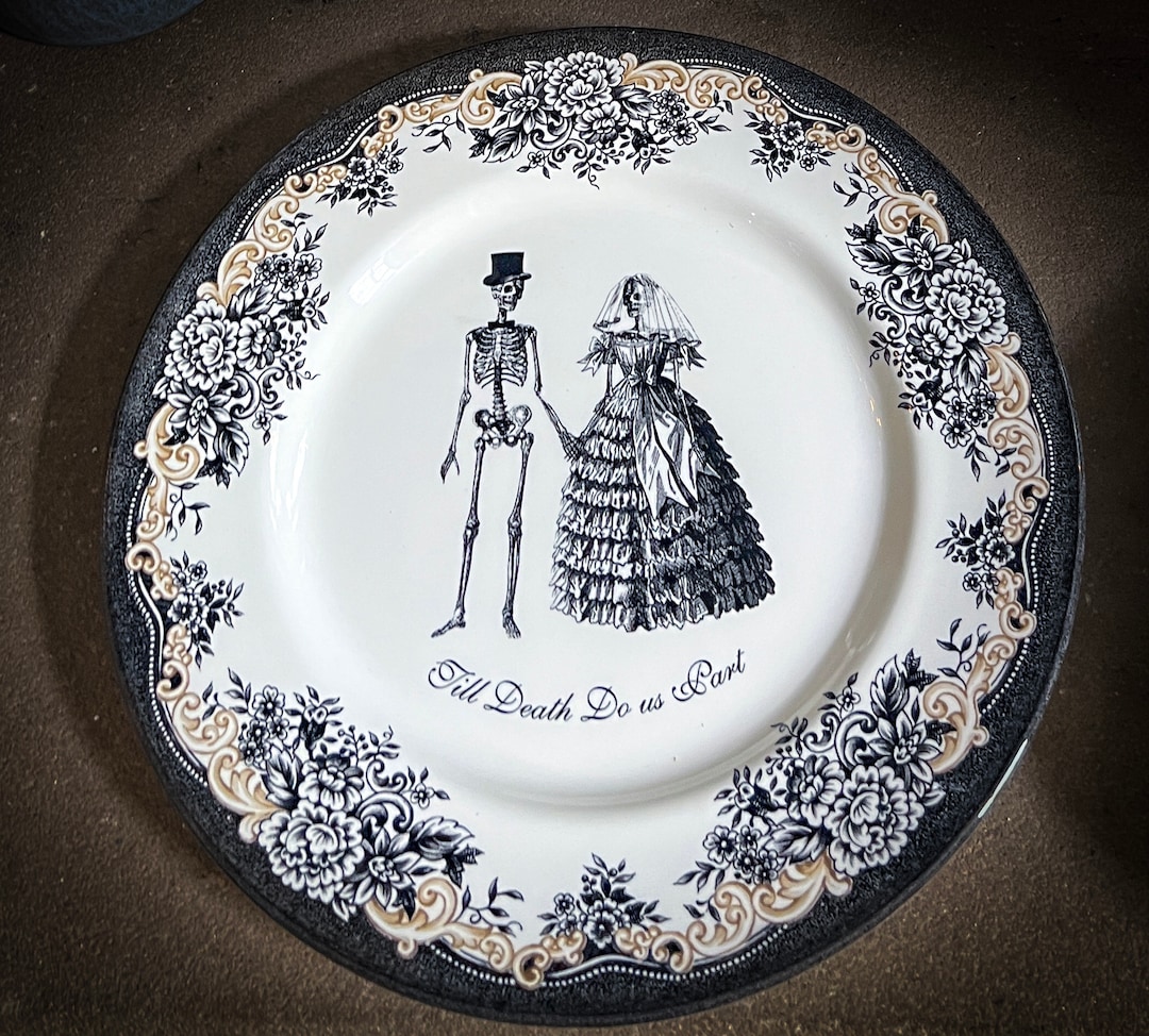  Stafford スケルトンデザイン皿　ハロウィン Limited Edition Skeleton Till Death Do Us Part Dinnerware Made by