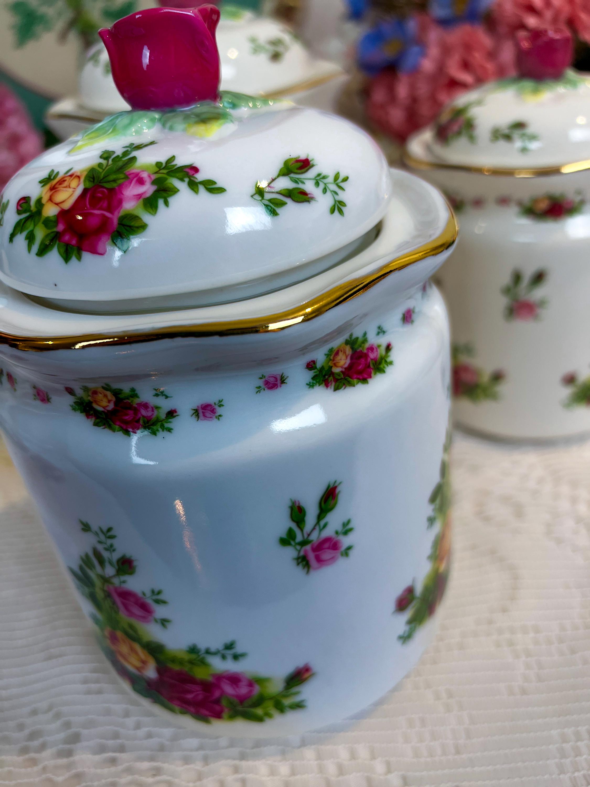 Royal Albert Old Country Roses Canisters: Vintage English Bone 