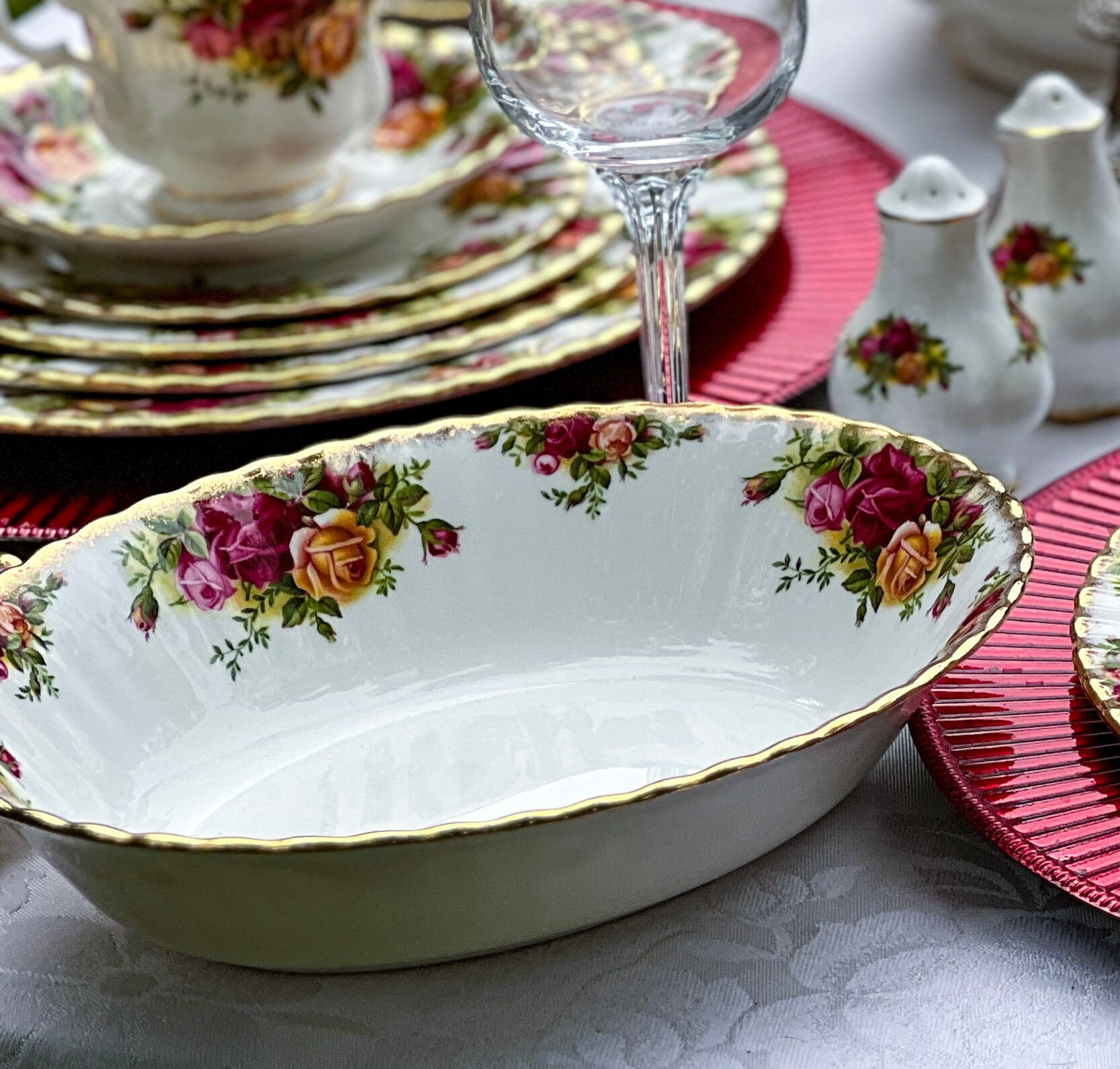 bowl country rose dishes