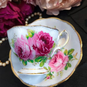 Royal Albert American Beauty Rose Malvern Shape Teacup and Saucer, 4 sets available, first quality, made in england