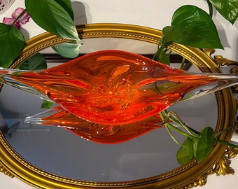 ラージXLヴィンテージレッドムラーノガラス「スプラッシュ」ボウル