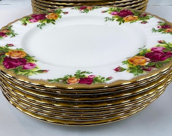 Vintage 7.25" Dessert plate singles and sets of 4 - 16, Vintage 1962 Royal Albert Old Country Roses plates, Replacement English Bone china