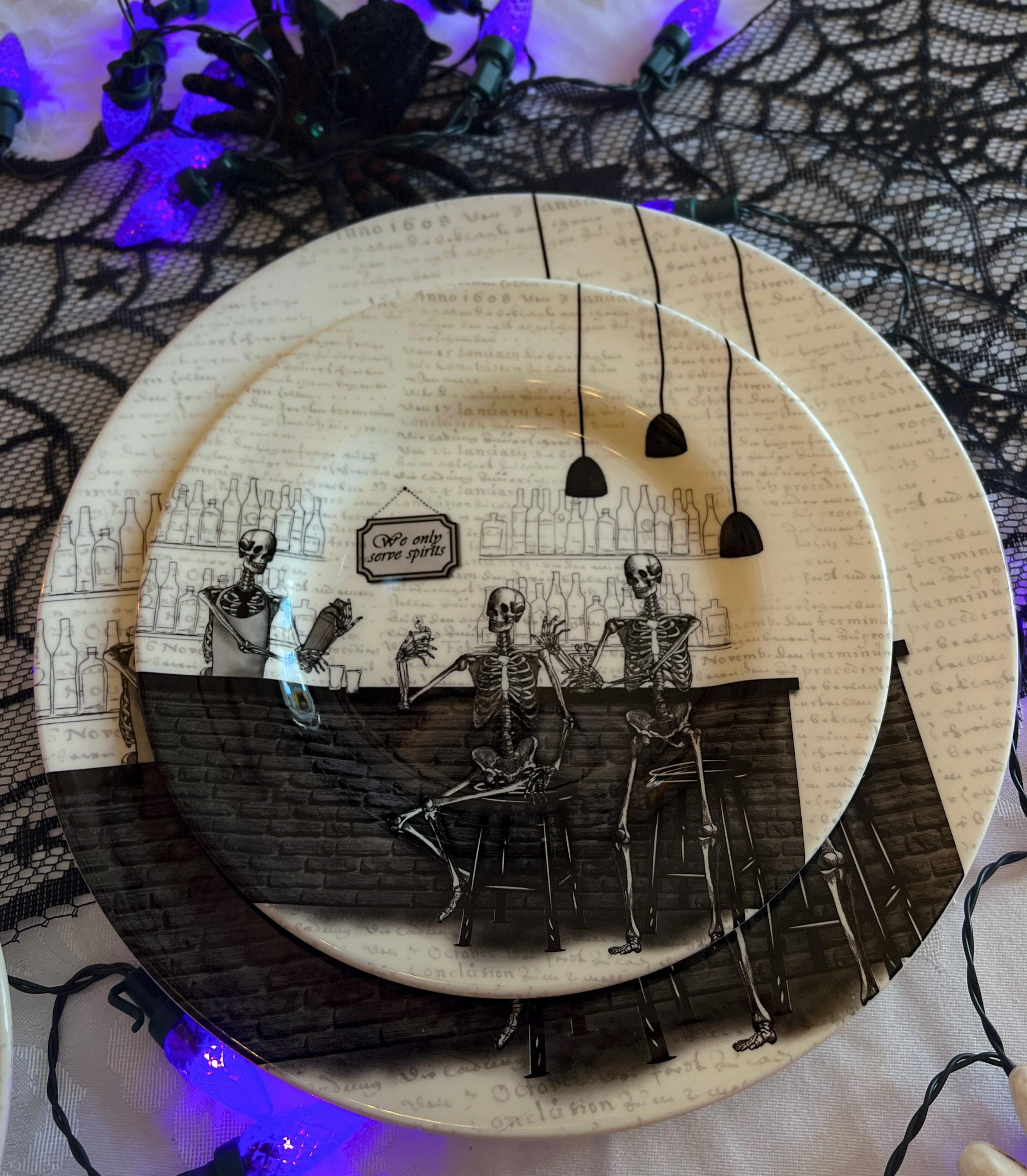 Skeleton Bar Lunch Plate and Cereal Bowls, Sold Separately, UNUSED