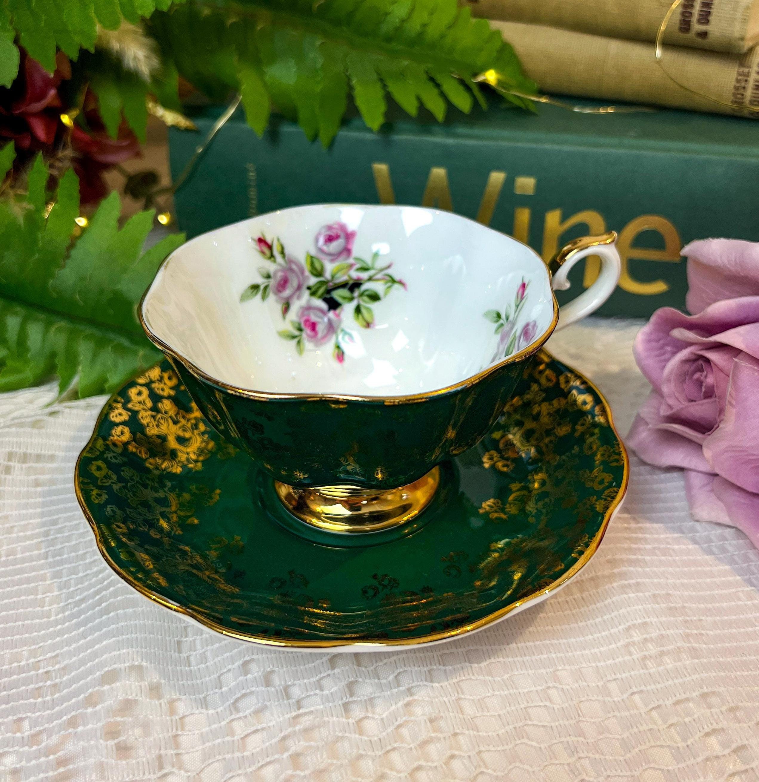 Vintage Royal Albert Hunter Hunter Green Teacup and Saucer With