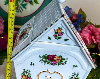 VERY RARE Large Royal Albert Old Country Roses Birdhouse Cookie