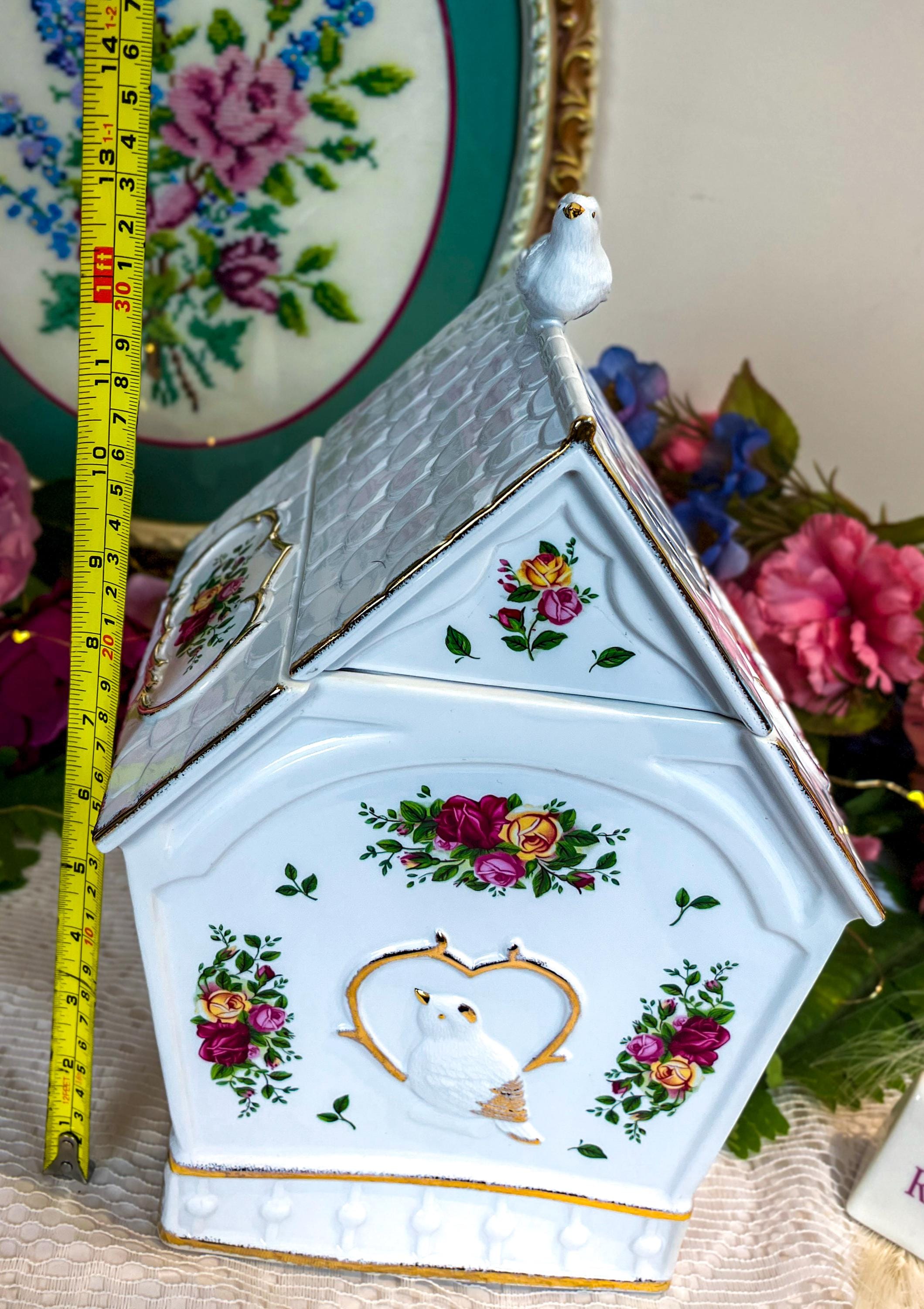 VERY RARE Large Royal Albert Old Country Roses Birdhouse Cookie