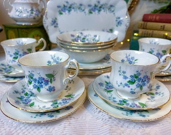 14-piece Tea Set - Paragon - Woodland Bluebell - Etsy