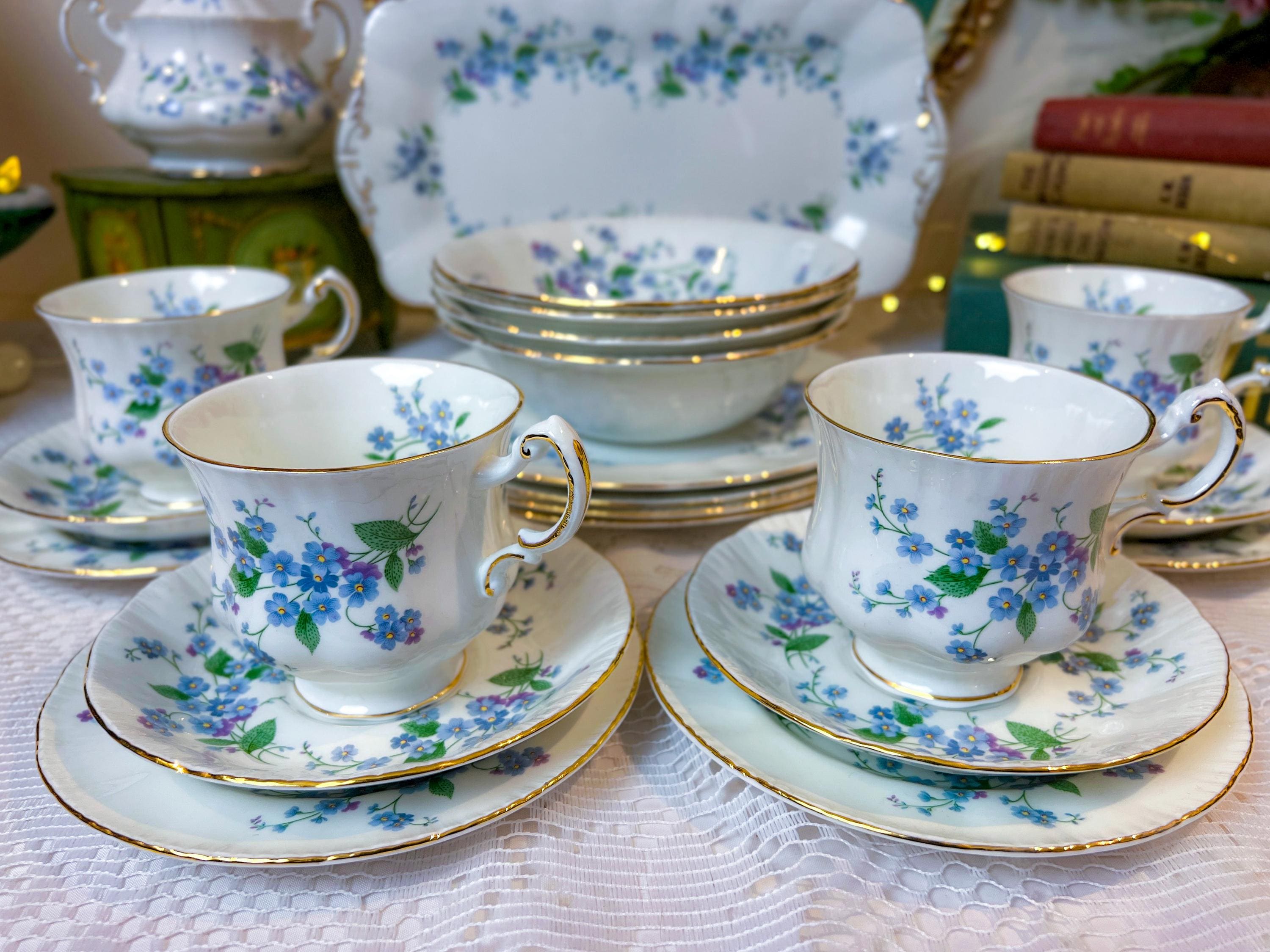 Lunch Tea Service for 4 Vintage Paragon Forget Me Not , 37 Pieces