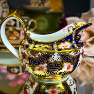 c1909 Royal Crown Derby Traditional Imari  6 Oz Creamer, pattern #2451, antique english fine bone china,