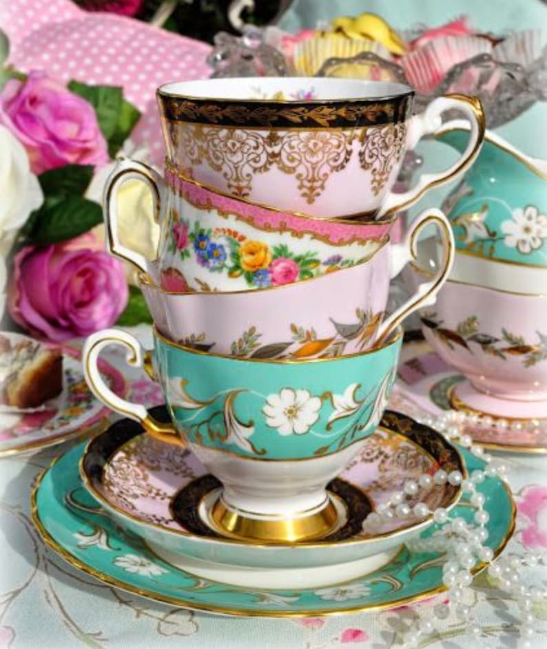 Lot of 6 Vintage English Bone China Teacups and Saucers Bulk Etsy