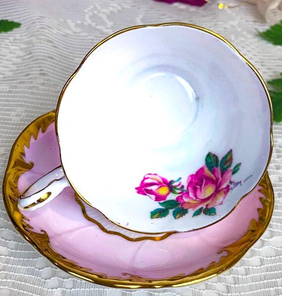 Pink Double Warrant Paragon Teacup and Saucer Set With Cabbage