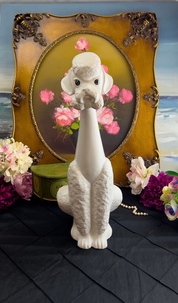 Large Vintage 1960s Ceramic JEMA Poodle, Made in Holland, Mid 