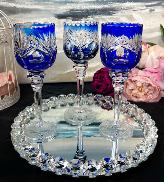 Vintage blaue Nachtmann Kristall-Wassergläser / Weingläser