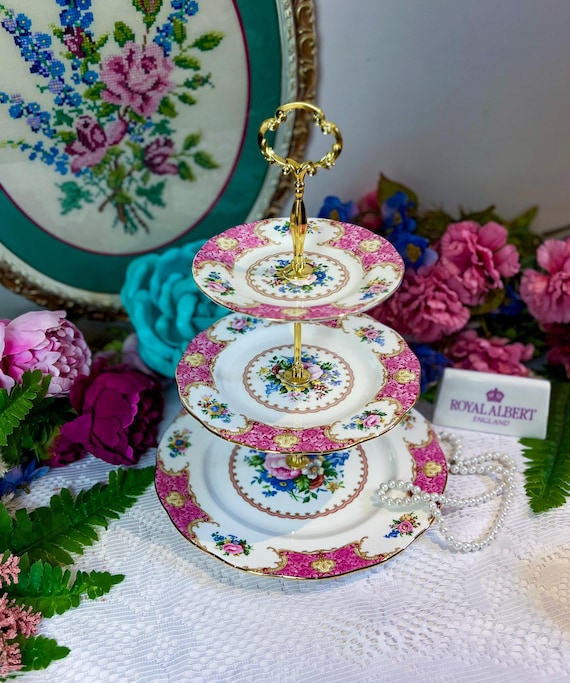 Vintage Royal Albert Lady Carlyle Three Tier Cake Stand, English