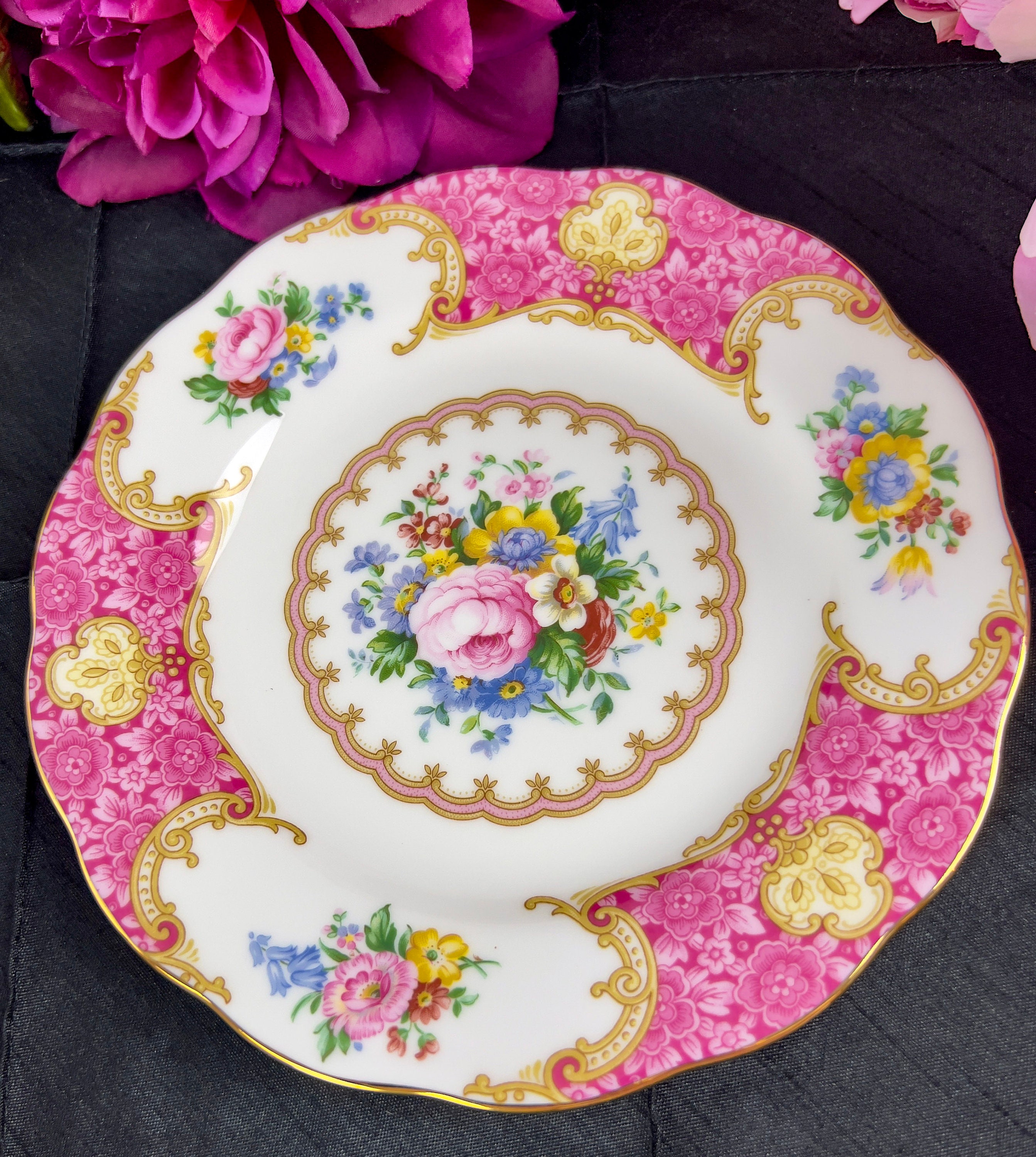 Vintage Royal Albert Lady Carlyle Teacup Trio With Side Plate