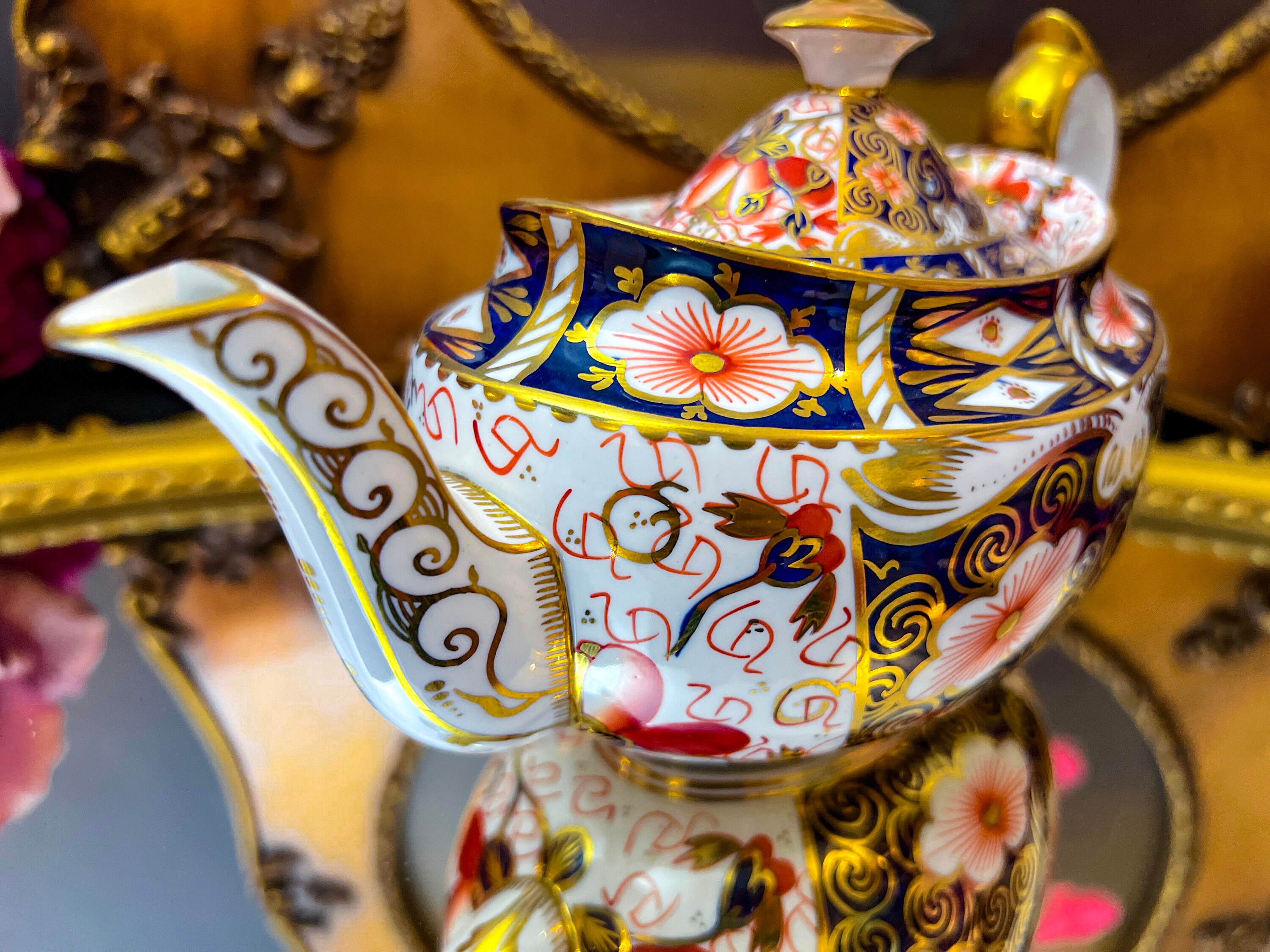  CROWN DERBY 1128 箱付き Vtg Royal Crown Derby English Bone China Teacup & Saucer